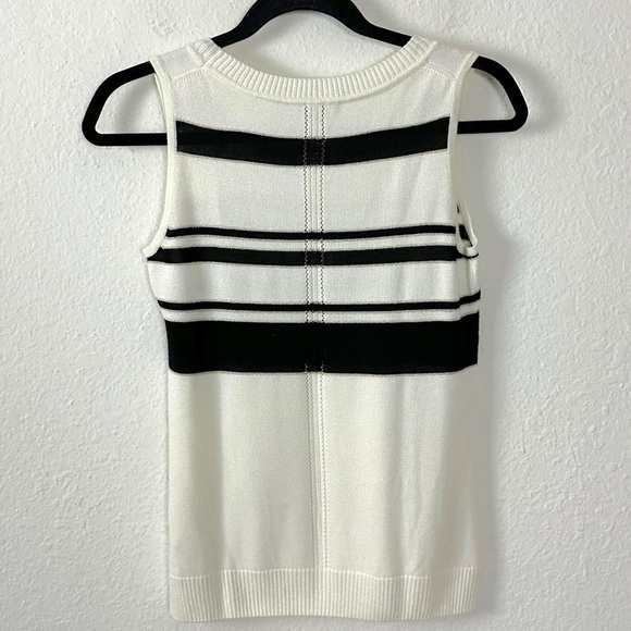 St. John Wool Cashmere Cardigan Sweater Set Black White Gold Stripe Size Small - Picture 7 of 16